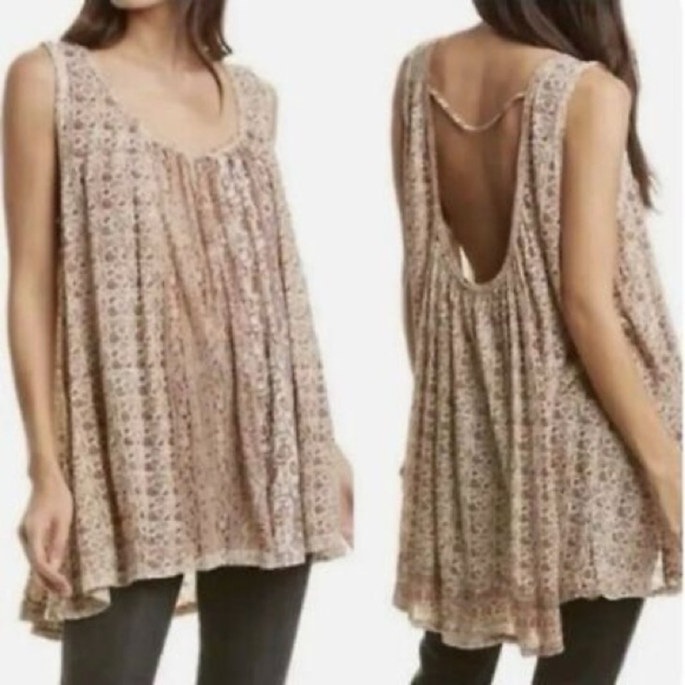 Free People Sleeveless Neutral Color Butterfly Top